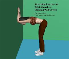 Stretching Exercise For Tight Shoulders Standing Wall Stretch Tight Shoulders Exercise Scoliosis Exercises