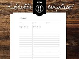 Minimalist Editable Recipe Template 8 5 X 11 Cookbook Template Printable Cookbook Kitchen Printables Recipe Template Words Templates