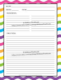 Editable Printable Recipe Card Template Pdf Sheet Recipe Page Recipe Organisation Recipe Box Cookbook Cooking Printable Kitchen Recipe Cards Template Recipe Binder Printables Recipe Cards