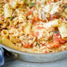 Italian Ground Chicken Pasta Skillet Recipe Italian Chicken Recipes Ground Chicken Recipes Chicken Recipes