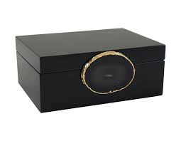 A Small Decorative Black Wooden Box Featuring A Gold Plated Natural Agate Slice Due To The Natural Material Of The Agate S Wooden Boxes Resin Wall Art Kravet