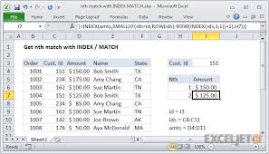 Excel Formula Get Nth Match With Index Match In 2020 Excel Formula Index Getting Things Done