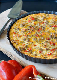 Spicy Sausage Red Pepper Quiche Recipe Breakfast Quiche Recipes Recipes Stuffed Peppers
