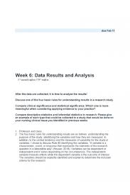 Nr 439 Week 6 Discussion Question Data Results And Analysis March 2018 Analysis Data Evidence Based Practice