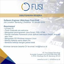Fusi Global Teknologi Is Hiring For Software Engineer As Back End Web Apps Front End And Desktop Front End Http Bit Ly 2dikyf2 Aplikasi Linux Pemrograman