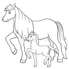 Disegni Da Colorare Animali Da Fattoria Madre Cavallo Con Puledro Illustrazione Stock 115491986 Animali Da Fattoria Disegni Da Colorare Disegni Di Cavalli