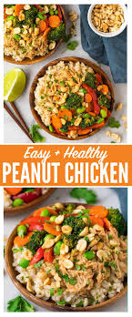 Easy Peanut Chicken Stir Fry With Veggies And Rice A Quick And Rotisserie Chicken Recipes Rotisserie Chicken Recipes Leftover Leftover Chicken Recipes Healthy