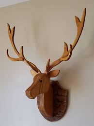 Recycled Wooden Deer Head Life Size With Antlers Etsy Wood Craft Patterns Deer Deer Head
