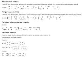 Perhitungan Matriks Perkalian Penjumlahan Pengurangan Contoh Soal Matematika Belajar Tulisan