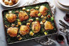 Nigella Lawson S Chicken And Pea Traybake 2 Frozen Peas 5 Large Leeks 5 8 Thighs W Nigella Lawson Recipes Nigella Lawson Recipes Chicken Tray Bake Recipes
