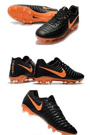 Nike Tiempo Legend Vii Fg K Leather Soccer Cleats Black Orange Nike Football Boots Leather Soccer Cleats Soccer Cleats Nike