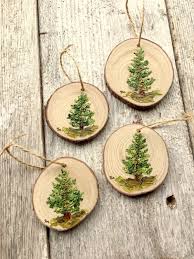Hand Painted Ornament Rustic Ornament Tree Wood Slice Etsy Christmas Wood Wood Christmas Ornaments Painted Ornaments