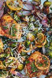 Sheet Pan Lemony Chicken With Brussels Sprouts Recipe Recipe Recipes Sheet Pan Dinners Brussel Sprouts