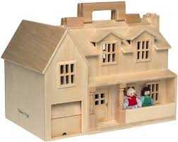 Melissa Doug Fold Go Wooden Dollhouse With 2 Play Figures And 11 Pieces Of Furniture Wooden Dollhouse Portable Doll House Doll House