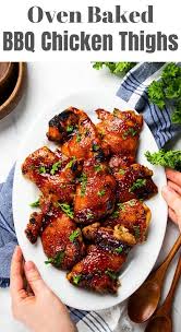 Oven Baked Bbq Chicken Thighs Veronika S Kitchen Recipe Baked Bbq Chicken Bbq Chicken Thighs Baked Bbq Chicken Thighs