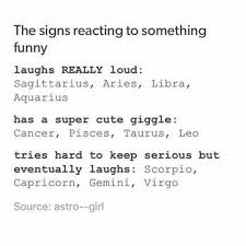 The Signs Reacting To Something Funny Zodiac Zodiac Signs Gemini Zodiac Zodiac Sign Traits