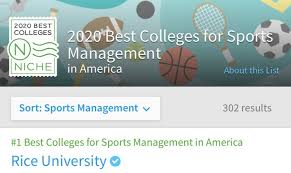Graduates with a bachelor sports management degree often go on to careers in sports agencies, associations, or facilities and positions can range from financial planner to sporting events manager. Rice Sport Management On Twitter We Are So Honored To Have Been Ranked As The No 1 Sports Management Program In Nichesocial 2020 Best Colleges For Sports Management Ratings Wearesmgtowls Workinsports