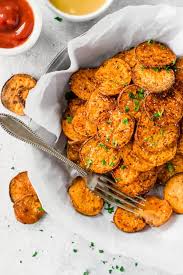 Sweet Potato Fries On A Plate Sweet Potato Chips Recipe Sweet Potato Chips Baked Potato Chips