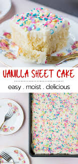 Vanilla Sheet Cake With Whipped Vanilla Buttercream Recipe Vanilla Sheet Cakes Sheet Cake Recipes Vanilla Cake Recipe