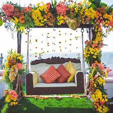 This Modern Day Sea Side Mehndi Setup With Lush Marigold Decor And City Inspired Pop Ups Looks Straight Out Of Pintere Minimalist Home Decor Decor Mehndi Decor