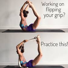 Working On Flipping Your Grip In Bow Pose Two Straps Or Two Belts Are The Perfect Props To Use To Help Yo Yoga For Beginners Yoga Strap Stretches Yoga Strap
