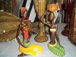 Juego De Ceramicas En Yeso 500 00 Negras Africanas Pintadas Negritas Africanas Africanas