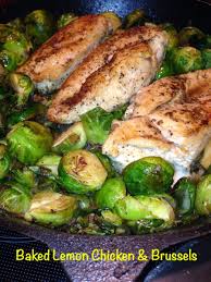 Baked Lemon Chicken With Brussel Sprouts Sounds Easy And Full Of Flavor South Beach Phase 1 Friend Baked Lemon Chicken South Beach Diet Recipes Clean Recipes