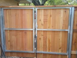Custom Wood Metal Frame Double Gate Wood Fence Gates Driveway Gate Diy Wood Fence