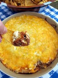 Taco Dip Meat Taco Seasoning Refried Beans Sour Cream And Cheese Bake And Enjoy My Mom Makes This Stuff So Good Food Recipes Snack Recipes