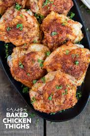 Easy Crispy Baked Chicken Thighs Yellow Bliss Road Recipe Baked Chicken Thighs Chicken Thights Recipes Boneless Chicken Thigh Recipes
