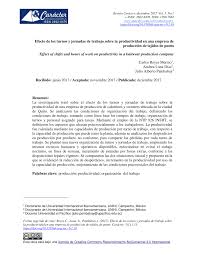 Pdf Efecto De Los Turnos Y Jornadas De Trabajo Sobre La Productividad En Una Empresa De Produccion De Tejidos De Punto