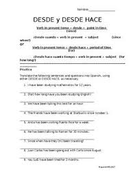 This Worksheet Provides Practice Items For Desde And Desde Hace As Well As The Interrogative Forms O Spanish Worksheets Teachers Pay Teachers Active Listening