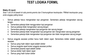 Contoh Soal Psikotest Tes Cpns Logika Formil Dan Kunci Jawaban Pembahasan Portal Dadang Jsn