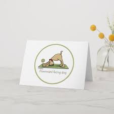Yoga Downward Facing Dog Card Zazzle Com In 2020 Dog Cards Downward Facing Dog Dog Yoga