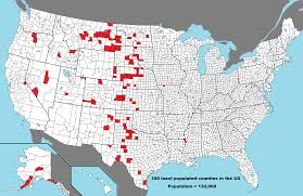 The 100 Least Populated Counties In The Us Population 132 000 Historical Maps Antique Maps Usa Map