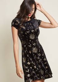 Collectif X Mc Applied Astrology Velvet Skater Dress Velvet Skater Dress Dresses Short Sleeve Dresses