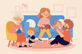 Coronavirus Covid 19 Poster Motivacional De Cuarentena La Familia De Adultos Y Ninos Se Queda En Casa Para Reducir El Riesgo De Infeccion Y Propagar El Virus Mantenga La Calma Y Quedese En