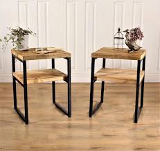 Industrial Bedside Table Pair Rustic Reclaimed Side Handmade Nightstan Shabby Bear Cottage Buy wooden bedside table online in india and give your bedroom the accessory that it had been missing. industrial bedside table pair rustic reclaimed side handmade nightstand vintage farmhouse end coffee cabinet chest retro wood metal steel
