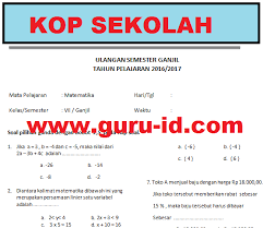 Soal Matematika Kelas 7 Semester 1 2 Dan Kunci Jawaban Kurikulum 2013 Tahun 2018 Info Pendidikan Terbaru