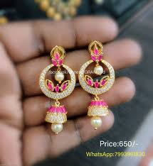Cz Stones Earrings Price 650 Order Enquiry Pls Contact Whatsapp 7993991830 Sruthi 15 December 2 Gold Rings Jewelry Earrings Gold Earrings Studs