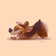 Artstation Downward Facing Dog Lynn Chen Corgi Art Animal Illustration Art Cute Cartoon Animals