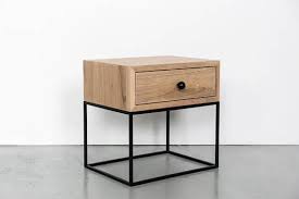 Industrial Nightstand Mid Century Industrial Style Solid Bedside Table Design Oak Wood Oak Bedside Tables