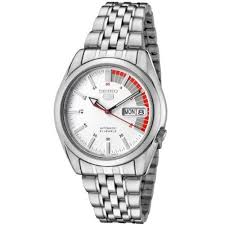 Seiko Men S Snk369 Automatic Stainless Steel Watch Seiko 119 00 White Dial With Black Hands Silver Tone Hour Markers And Red Sweeping Second Hand Luminous