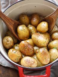 Dutch Oven Herbed Potatoes No Peel No Boil No Bake Recipe Dutch Oven Recipes Herbed Potatoes Recipes