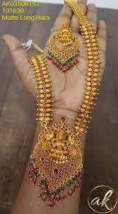 Beautiful One Gram Gold Long Haaram With Lakshmi Devi Pendant Long H Gold Fashion Necklace Gold Necklace Indian Bridal Jewelry Gold Jewellery Design Necklaces