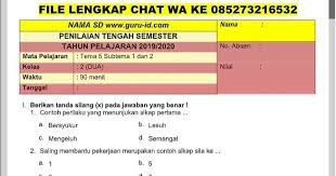 Contoh Soal Pts Kelas 2 Tema 5 Semester Genap Terbaru 2020 Di 2020 Kurikulum Guru Pendidikan