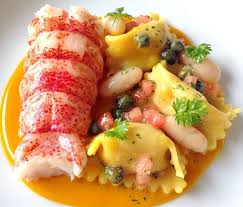 Roasted Keahole Lobster Pumpkin Agnolotti White Beans Tomato Capers Crustacean Bisque By Chef De Cuisine Jonathan Food Fine Dining Recipes Lobster Recipes
