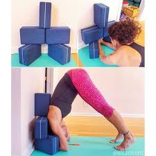 We Love Teaching Headstand Prep With A Block At The Wall It S Such A Good Way To Build Up Shoulder Strength And Experie Headstand Yoga Wall Yoga Yoga Asanas