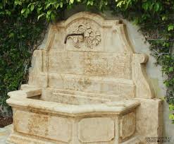 Tuscan Mediterranean Antique Old Rustic Reclaimed Old World Natural Stone Hand Carved Limestone Exteri Wall Fountain Water Wall Fountain Outdoor Wall Fountains