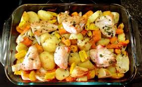 Baked Chicken Potatoes Carrots And Herbs From The Farmers Market Recipe Baked Chicken Oven Roasted Chicken Celery Recipes